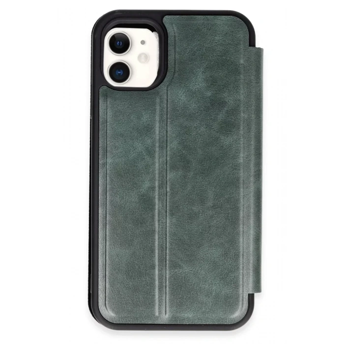 USLUCAN ALIŞVERİŞ Apple iPhone 11 Kılıf Flip Cover - Koyu Yeşil