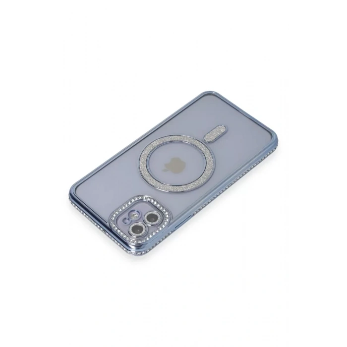 USLUCAN ALIŞVERİŞ Apple iPhone 11 Kılıf Joke Simli Magneticsafe Kılıf - Mavi