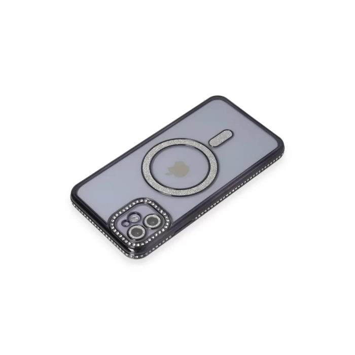 USLUCAN ALIŞVERİŞ Apple iPhone 11 Kılıf Joke Simli Magneticsafe Kılıf - Siyah