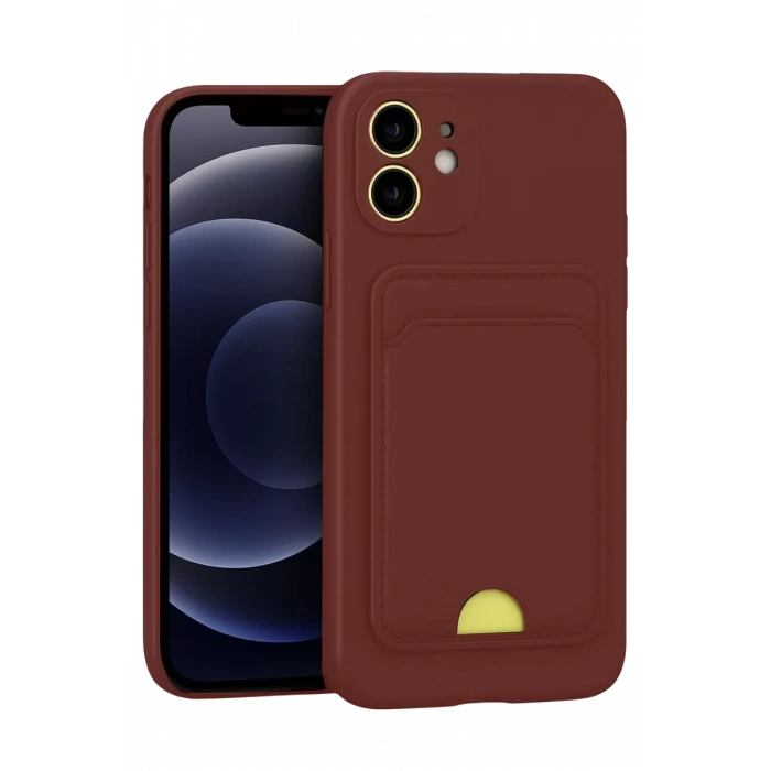 USLUCAN ALIŞVERİŞ Apple iPhone 11 Kılıf Kelvin Kartvizitli Silikon - Bordo