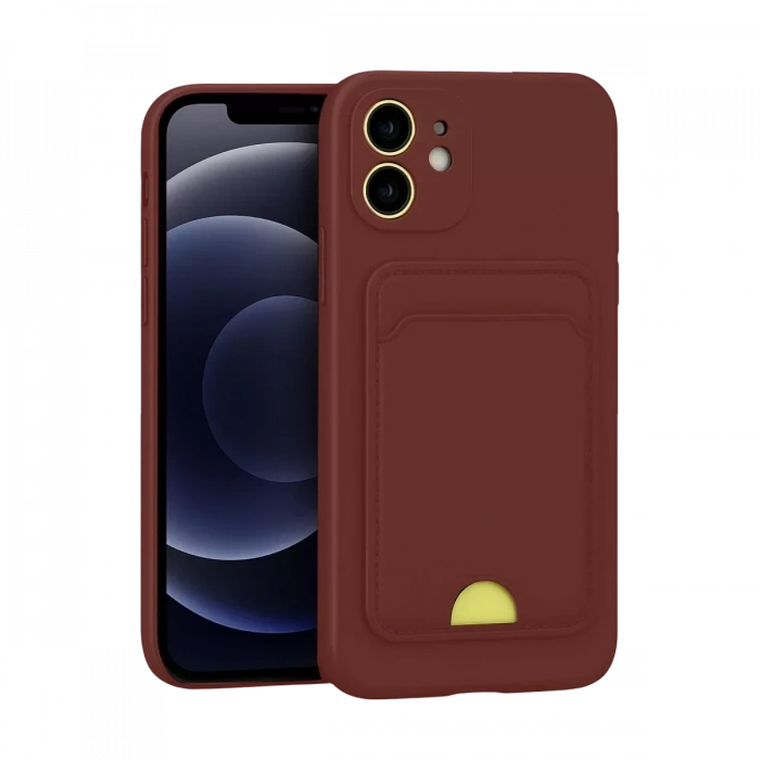 USLUCAN ALIŞVERİŞ Apple iPhone 11 Kılıf Kelvin Kartvizitli Silikon - Bordo