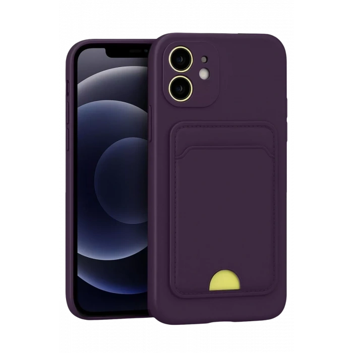 USLUCAN ALIŞVERİŞ Apple iPhone 11 Kılıf Kelvin Kartvizitli Silikon - Derin Mor