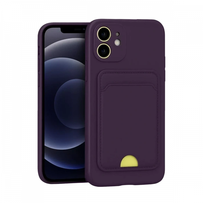 USLUCAN ALIŞVERİŞ Apple iPhone 11 Kılıf Kelvin Kartvizitli Silikon - Derin Mor