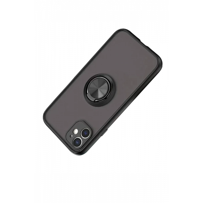 USLUCAN ALIŞVERİŞ Apple iPhone 11 Kılıf Montreal Yüzüklü Silikon Kapak - Siyah