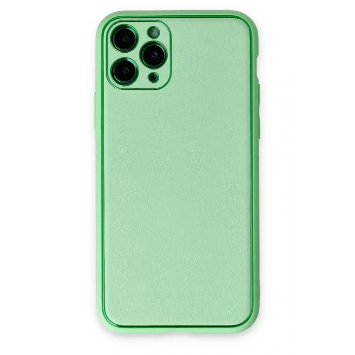 USLUCAN ALIŞVERİŞ Apple iPhone 11 Pro Kılıf Coco Deri Silikon Kapak - Açık Yeşil