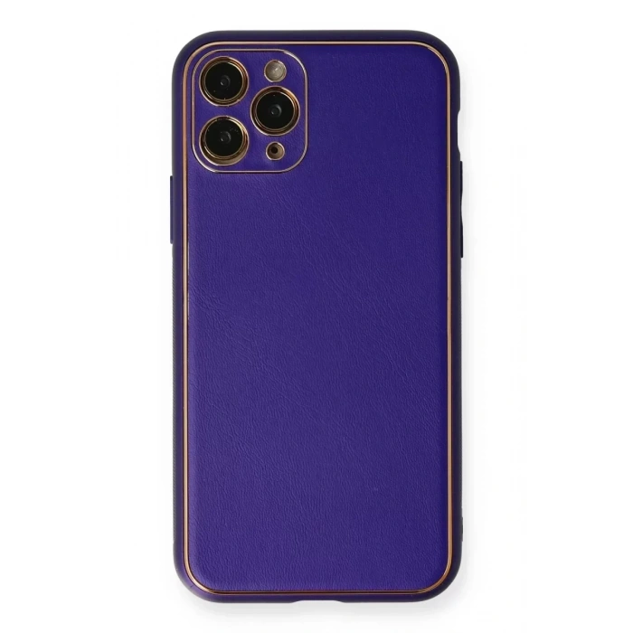 USLUCAN ALIŞVERİŞ Apple iPhone 11 Pro Kılıf Coco Deri Silikon Kapak - Mor