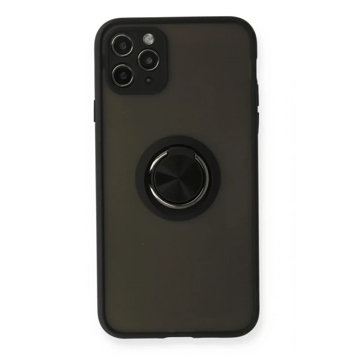 USLUCAN ALIŞVERİŞ Apple iPhone 11 Pro Kılıf Montreal Yüzüklü Silikon Kapak - Siyah