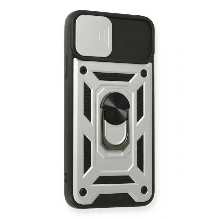 USLUCAN ALIŞVERİŞ Apple iPhone 11 Pro Kılıf Pars Lens Yüzüklü Silikon - Gümüş