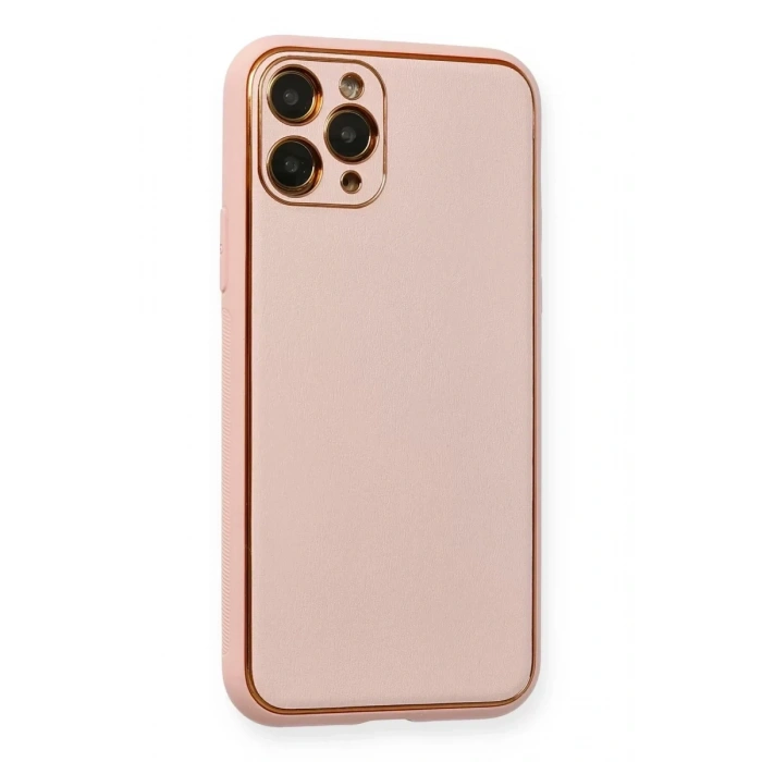 USLUCAN ALIŞVERİŞ Apple iPhone 11 Pro Max Kılıf Coco Deri Silikon Kapak - Pembe