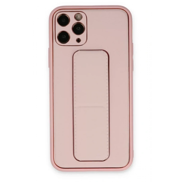 USLUCAN ALIŞVERİŞ Apple iPhone 11 Pro Max Kılıf Coco Deri Standlı Kapak - Pembe
