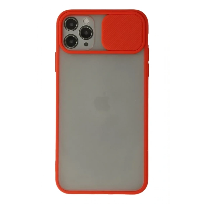 USLUCAN ALIŞVERİŞ Apple iPhone 11 Pro Max Kılıf Palm Buzlu Kamera Sürgülü Silikon - Kırmızı