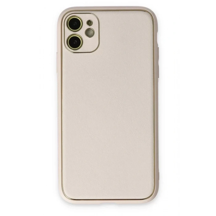 USLUCAN ALIŞVERİŞ Apple iPhone 12 Kılıf Coco Deri Silikon Kapak - Beyaz