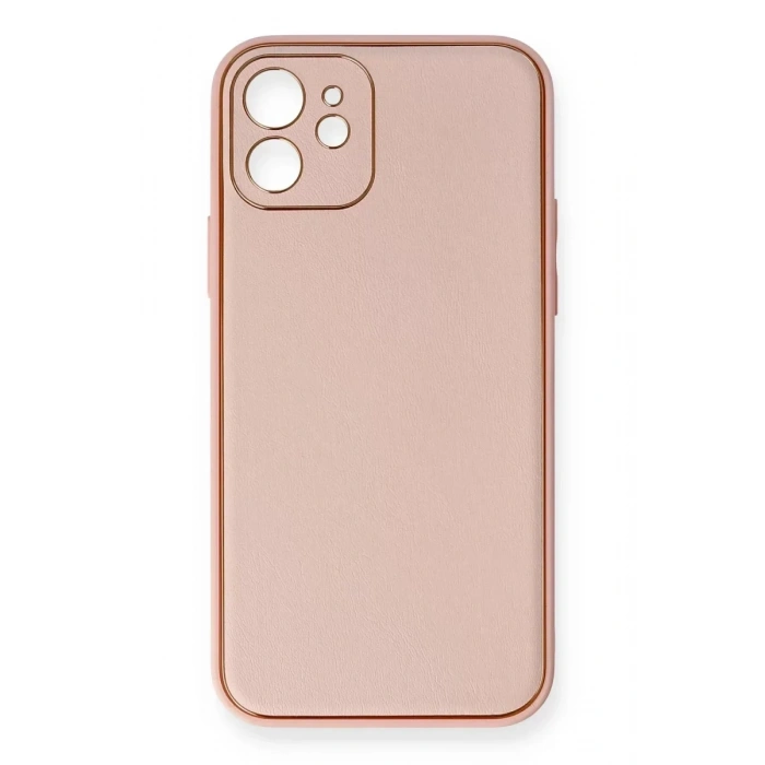 USLUCAN ALIŞVERİŞ Apple iPhone 12 Kılıf Coco Deri Silikon Kapak - Pembe