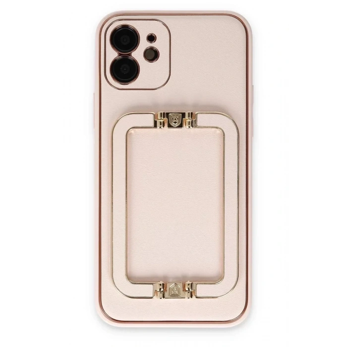 USLUCAN ALIŞVERİŞ Apple iPhone 12 Kılıf Coco Elit Kapak - Pudra