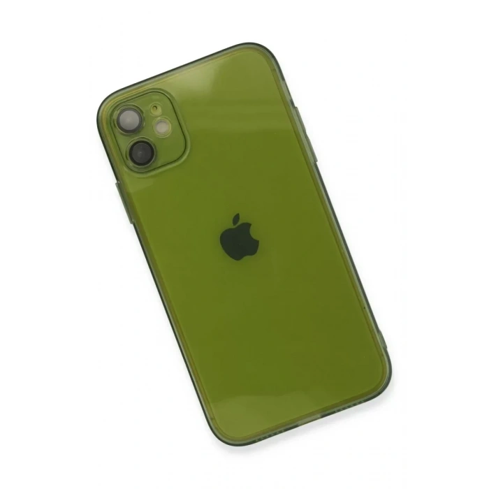 USLUCAN ALIŞVERİŞ Apple iPhone 12 Kılıf Fly Lens Silikon - Yeşil