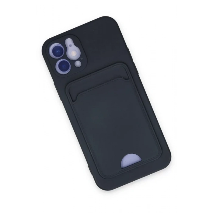 USLUCAN ALIŞVERİŞ Apple iPhone 12 Kılıf Kelvin Kartvizitli Silikon - Lacivert