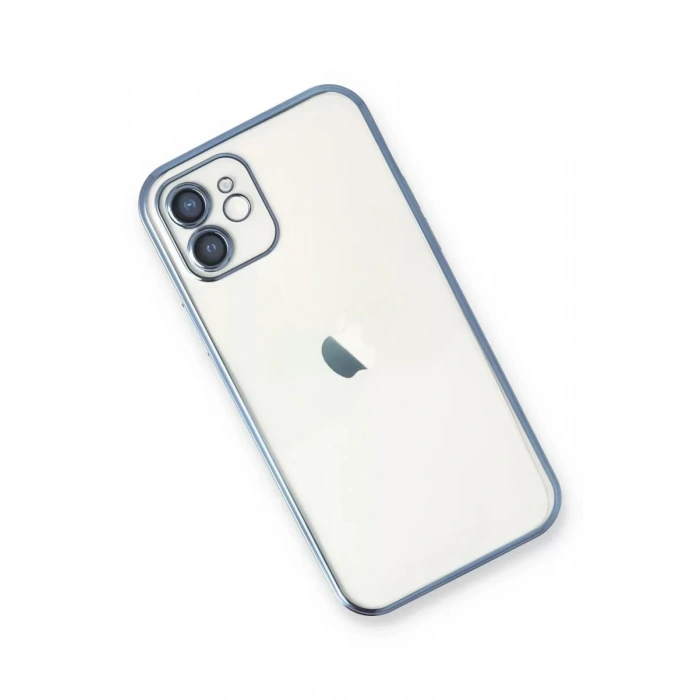 USLUCAN ALIŞVERİŞ Apple iPhone 12 Kılıf Lensli Silikon - Açık Mavi