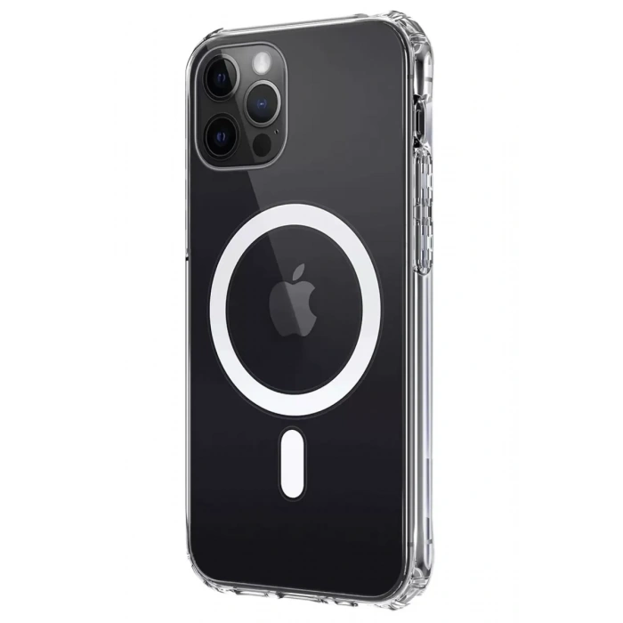 USLUCAN ALIŞVERİŞ Apple iPhone 12 Kılıf Magneticsafe Şeffaf Silikon - Şeffaf