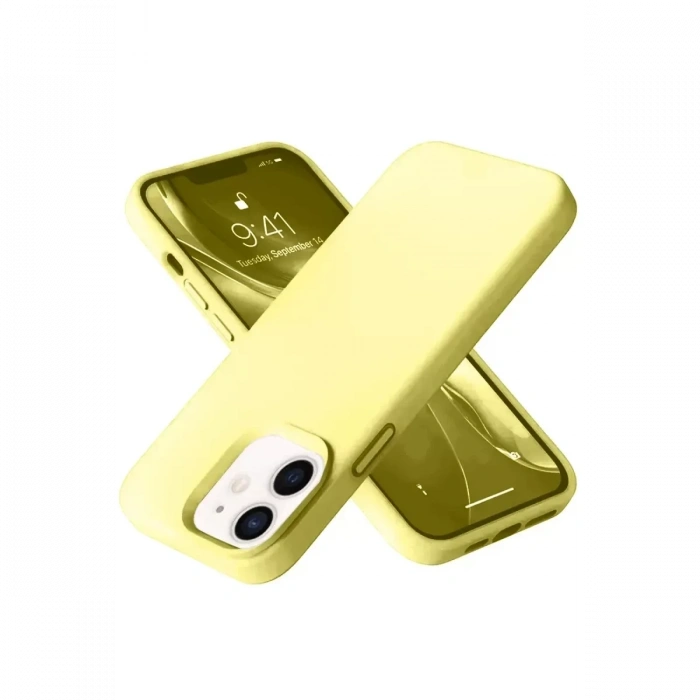 USLUCAN ALIŞVERİŞ Apple iPhone 12 Kılıf Nano içi Kadife Silikon- Sarı