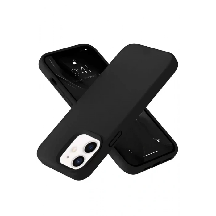USLUCAN ALIŞVERİŞ Apple iPhone 12 Kılıf Nano içi Kadife Silikon- Siyah
