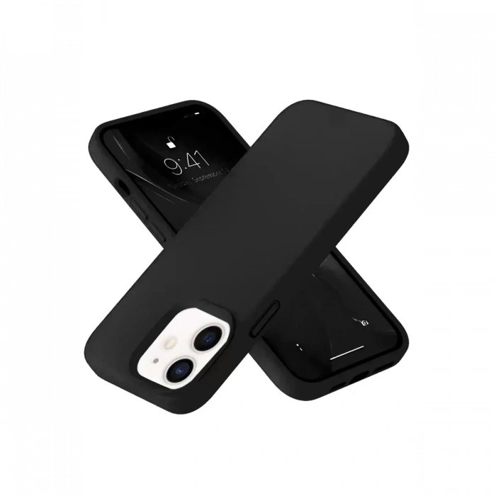 USLUCAN ALIŞVERİŞ Apple iPhone 12 Kılıf Nano içi Kadife Silikon- Siyah