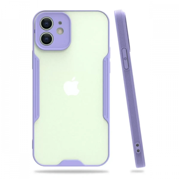 USLUCAN ALIŞVERİŞ Apple iPhone 12 Kılıf Platin Silikon - Lila