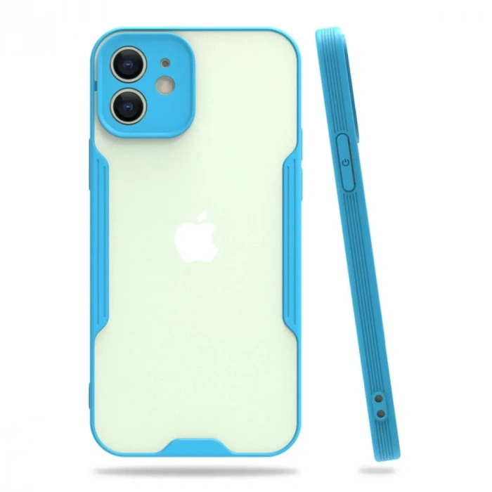 USLUCAN ALIŞVERİŞ Apple iPhone 12 Kılıf Platin Silikon - Mavi