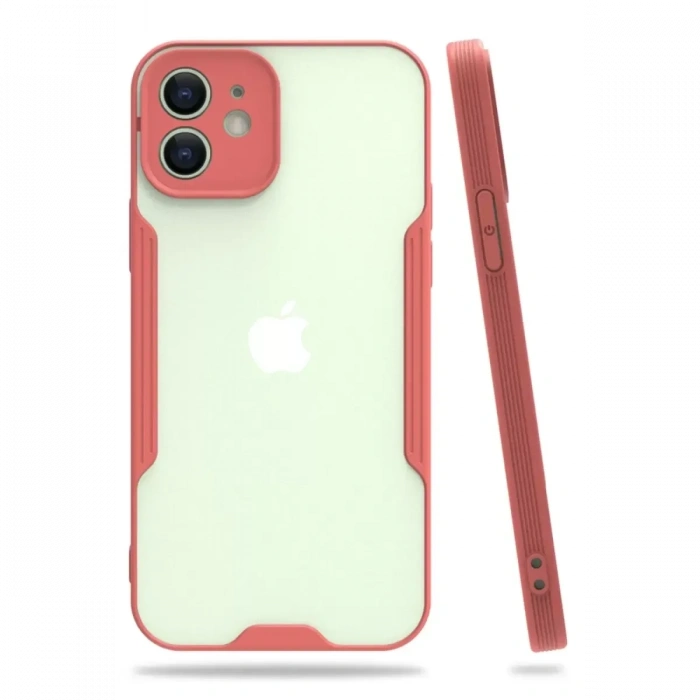USLUCAN ALIŞVERİŞ Apple iPhone 12 Kılıf Platin Silikon - Pembe