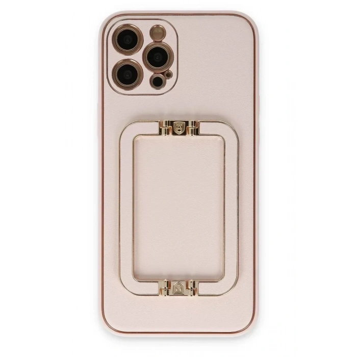USLUCAN ALIŞVERİŞ Apple iPhone 12 Pro Kılıf Coco Elit Kapak - Pudra