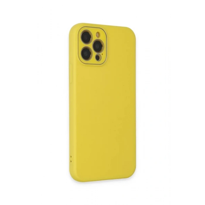 USLUCAN ALIŞVERİŞ Apple iPhone 12 Pro Kılıf Lansman Glass Kapak - Sarı