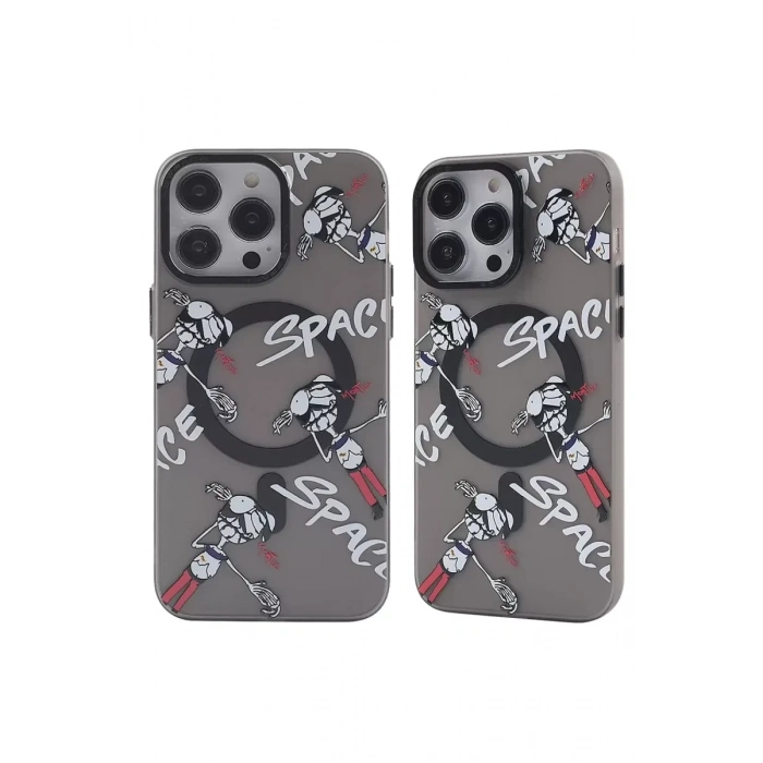 USLUCAN ALIŞVERİŞ Apple iPhone 12 Pro Max Kılıf Apollo Magneticsafe Desenli Kapak - Apollo Siyah - 3