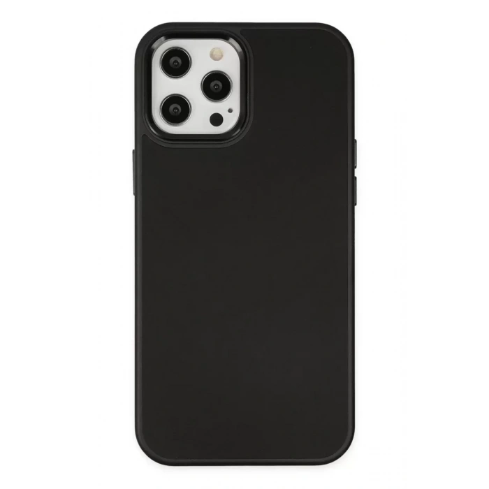 USLUCAN ALIŞVERİŞ Apple iPhone 12 Pro Max Kılıf Asya Deri Silikon - Siyah