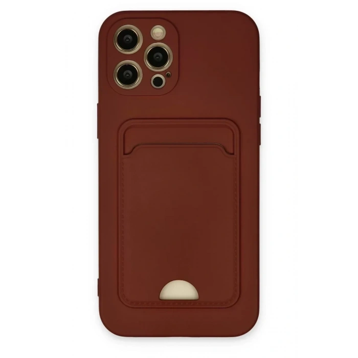USLUCAN ALIŞVERİŞ Apple iPhone 12 Pro Max Kılıf Kelvin Kartvizitli Silikon - Bordo