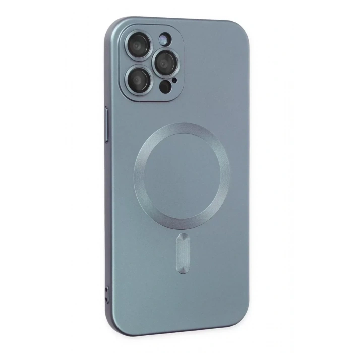 USLUCAN ALIŞVERİŞ Apple iPhone 12 Pro Max Kılıf Moshi Lens Magneticsafe Silikon - Sierra Blue
