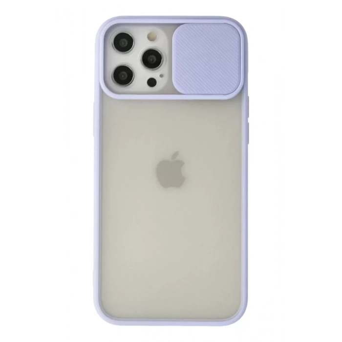 USLUCAN ALIŞVERİŞ Apple iPhone 12 Pro Max Kılıf Palm Buzlu Kamera Sürgülü Silikon - Lila