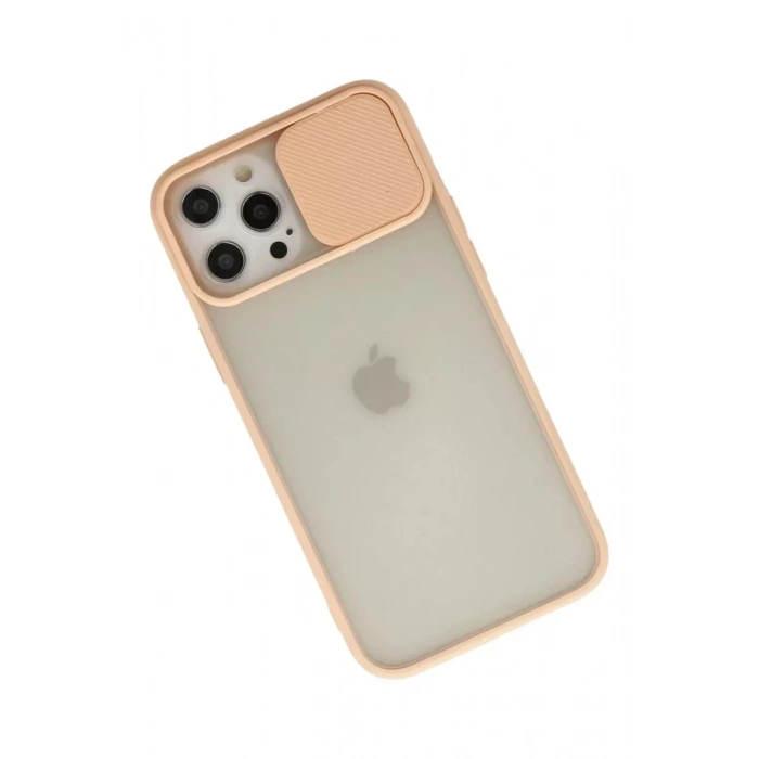 USLUCAN ALIŞVERİŞ Apple iPhone 12 Pro Max Kılıf Palm Buzlu Kamera Sürgülü Silikon - Pembe