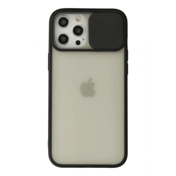 USLUCAN ALIŞVERİŞ Apple iPhone 12 Pro Max Kılıf Palm Buzlu Kamera Sürgülü Silikon - Siyah