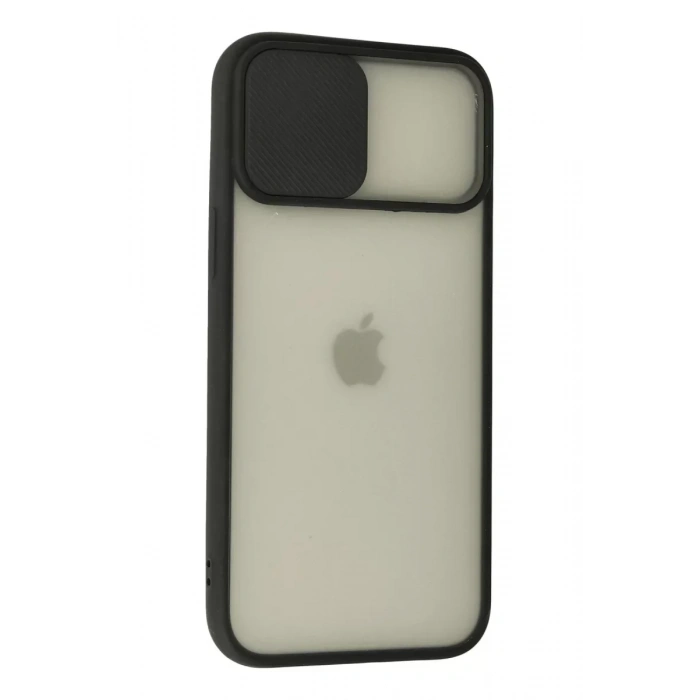 USLUCAN ALIŞVERİŞ Apple iPhone 12 Pro Max Kılıf Palm Buzlu Kamera Sürgülü Silikon - Siyah
