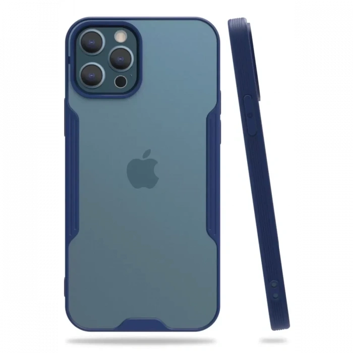 USLUCAN ALIŞVERİŞ Apple iPhone 12 Pro Max Kılıf Platin Silikon - Lacivert