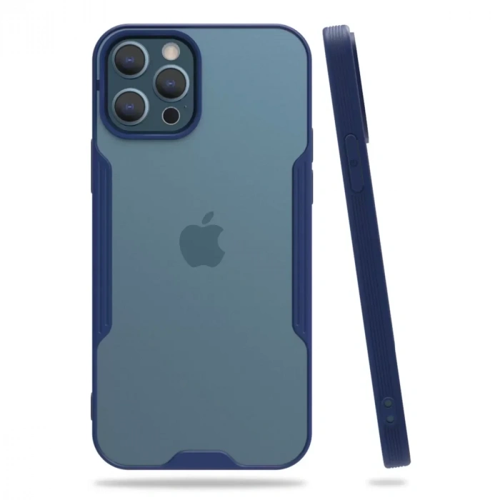 USLUCAN ALIŞVERİŞ Apple iPhone 12 Pro Max Kılıf Platin Silikon - Lacivert