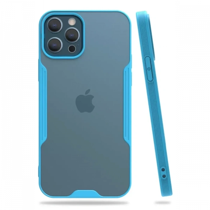 USLUCAN ALIŞVERİŞ Apple iPhone 12 Pro Max Kılıf Platin Silikon - Mavi