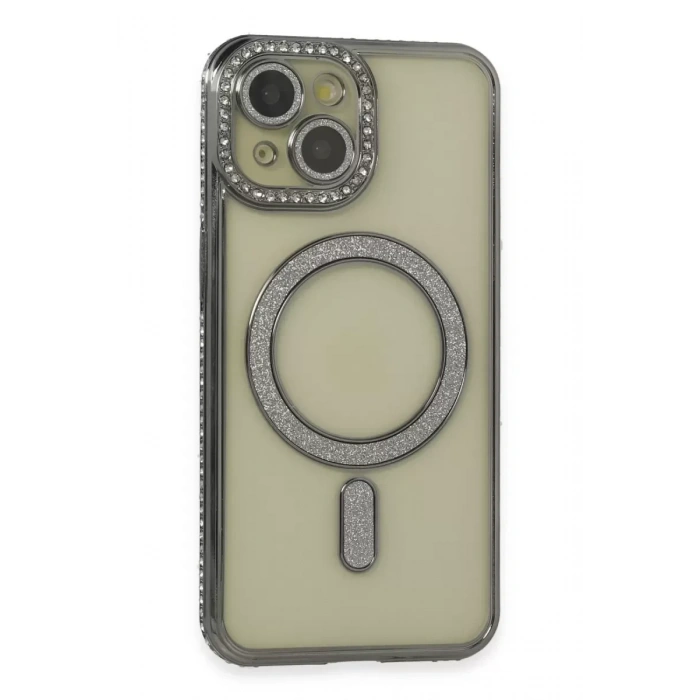 USLUCAN ALIŞVERİŞ Apple iPhone 13 Kılıf Joke Simli Magneticsafe Kılıf - Gri