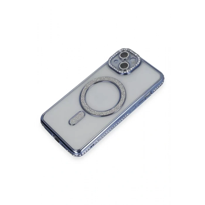 USLUCAN ALIŞVERİŞ Apple iPhone 13 Kılıf Joke Simli Magneticsafe Kılıf - Mavi