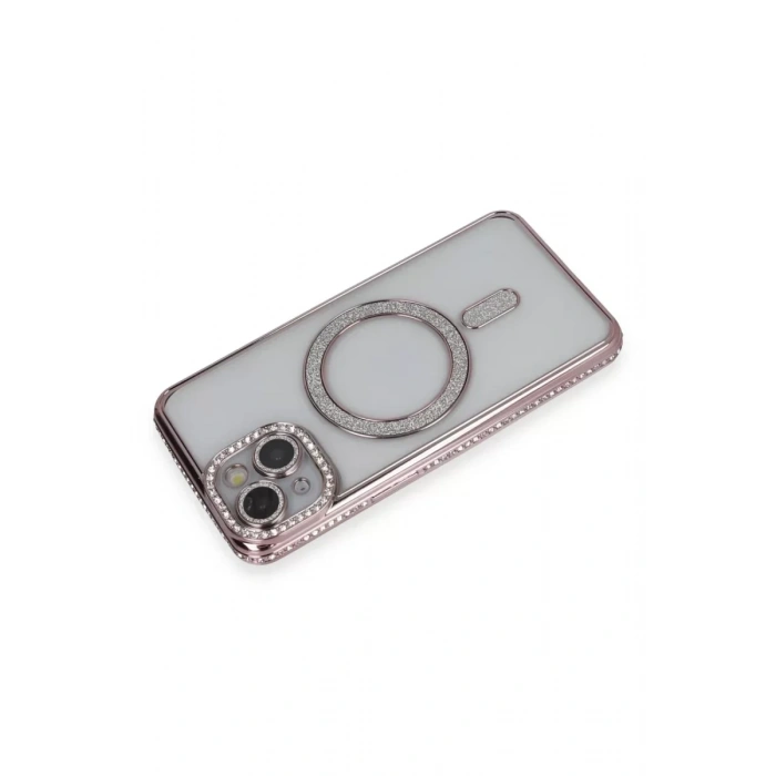 USLUCAN ALIŞVERİŞ Apple iPhone 13 Kılıf Joke Simli Magneticsafe Kılıf - Pembe