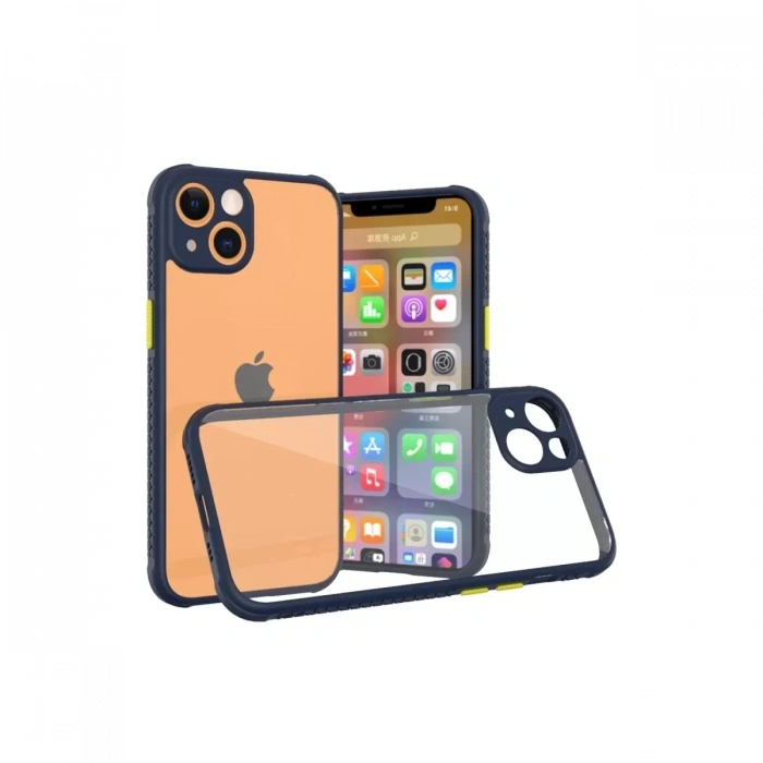 USLUCAN ALIŞVERİŞ Apple iPhone 13 Mini Kılıf Miami Şeffaf Silikon - Lacivert
