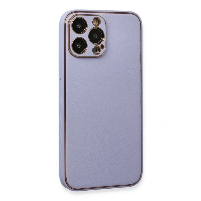 USLUCAN ALIŞVERİŞ Apple iPhone 13 Pro Kılıf Coco Deri Silikon Kapak - Açık Lila