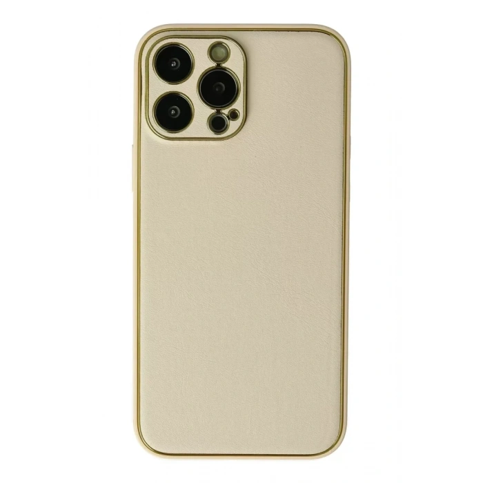USLUCAN ALIŞVERİŞ Apple iPhone 13 Pro Kılıf Coco Deri Silikon Kapak - Gold