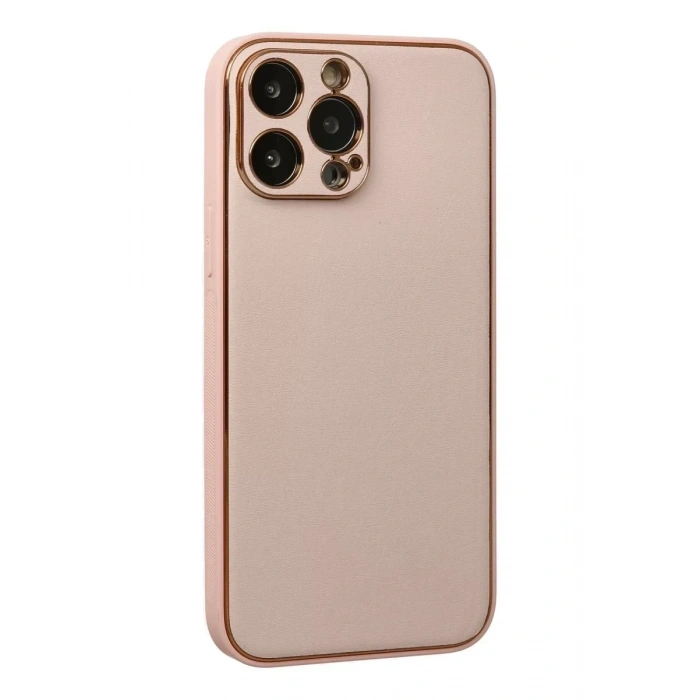 USLUCAN ALIŞVERİŞ Apple iPhone 13 Pro Kılıf Coco Deri Silikon Kapak - Pudra
