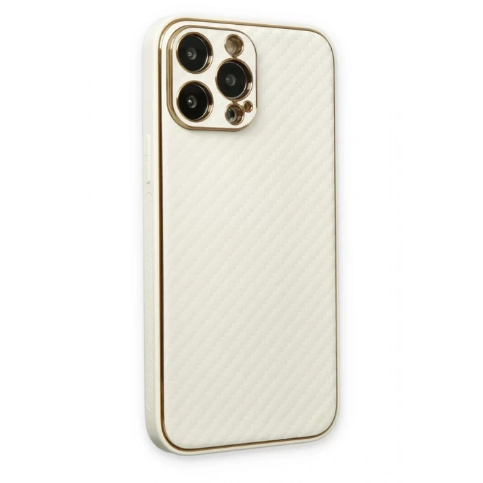 USLUCAN ALIŞVERİŞ Apple iPhone 13 Pro Max Kılıf Coco Karbon Silikon - Beyaz