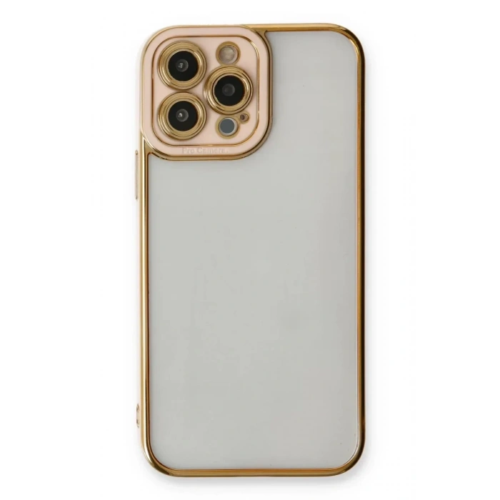 USLUCAN ALIŞVERİŞ Apple iPhone 13 Pro Max Kılıf Liva Lens Silikon - Pudra